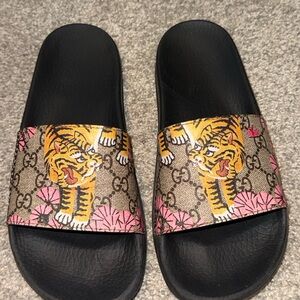 Gucci Black Leather Slides